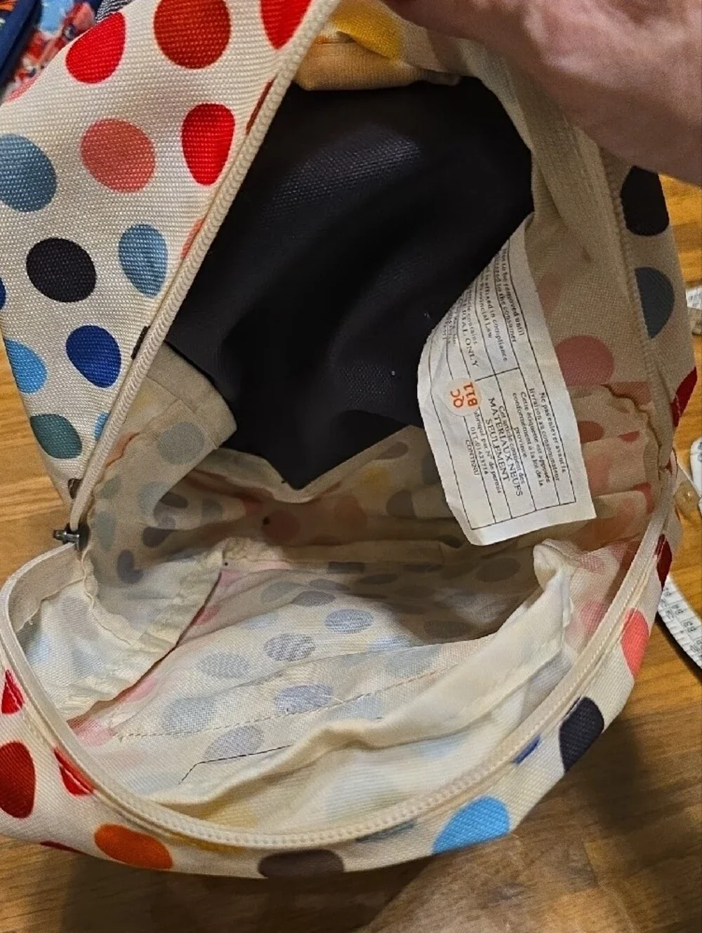 Polka Dot Cream Multicolor Backpack